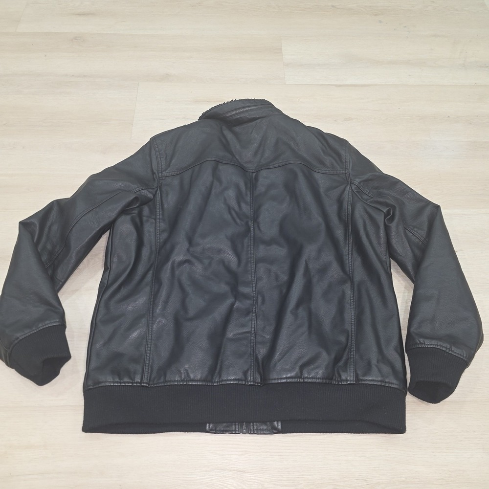 Levis Faux Leather Jacket Coat Sherpa Lined Black Aviator Bomber Size XL - Picture 8 of 15
